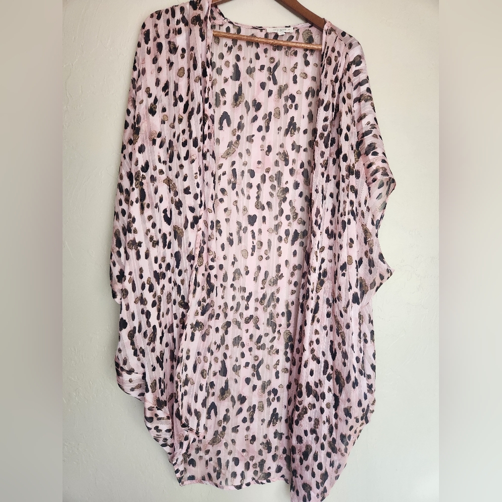Pink Leopard Print Kimono